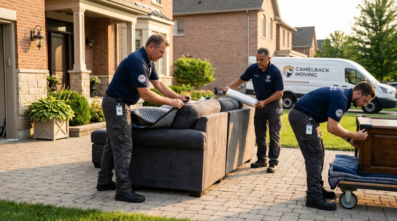 Large estate moving crew wrapping furniture in Sewickley, PA