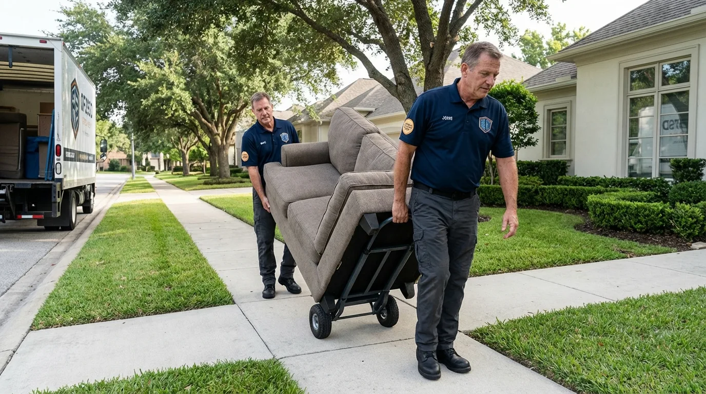 Local residential moving crew loading furniture in Sewickley, PA