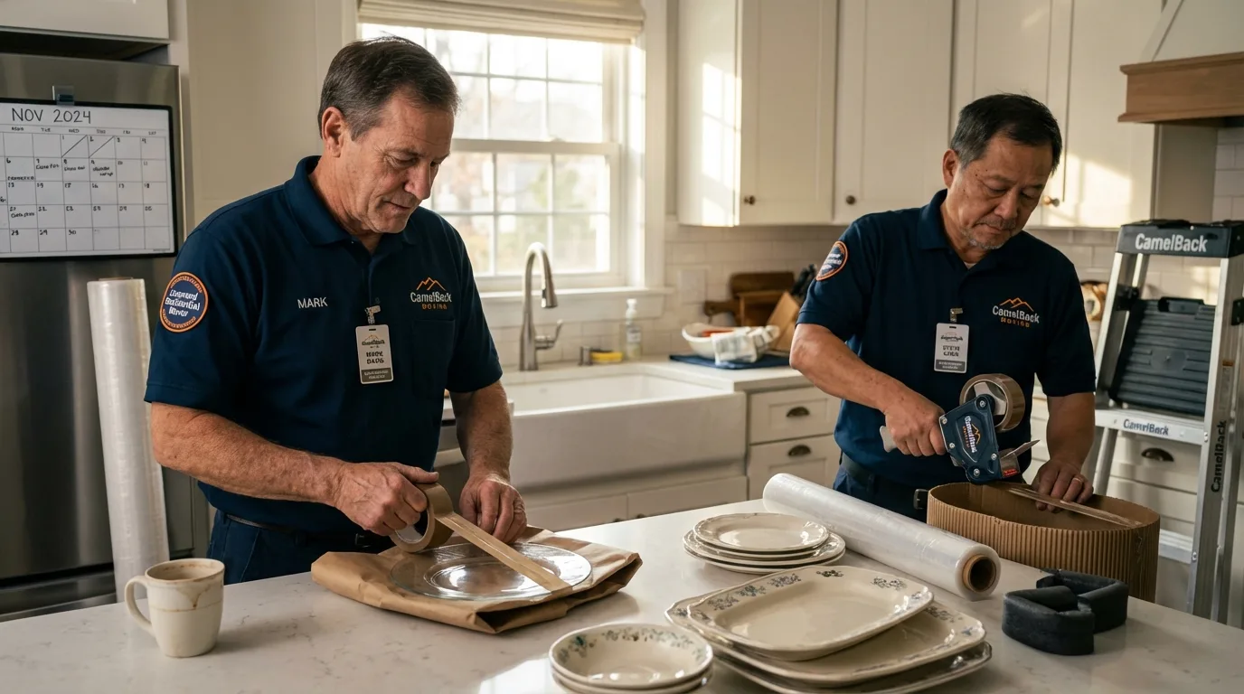 Professional crew packing kitchen dishware in Sewickley, PA