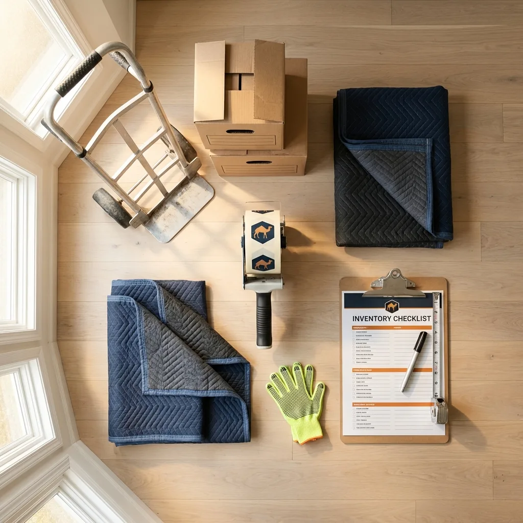 Professional moving supplies and packing materials layout for Sewickley residential relocations